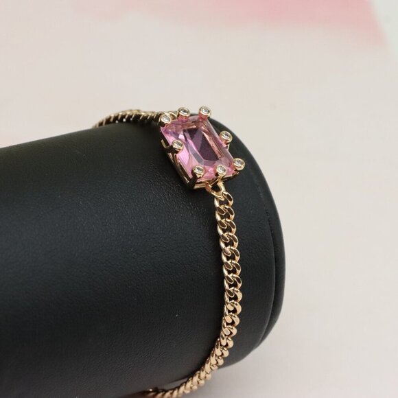 " Elegant Pink Crystal Rose Gold Bracelet with Adjustable Chain, XPBL0796 - Picture 7 of 12